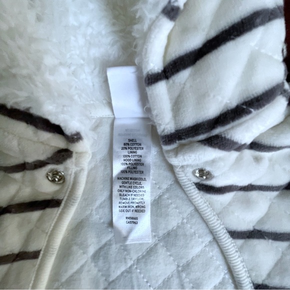 NWT Nordstrom Baby Quilted Hooded Bunting 3M NWT Ivory Stripe Footed One-Piece - Picture 10 of 12